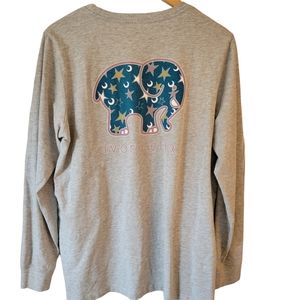 Ivory Ella Moon Stars Gray Organic Cotton Long Sleeve T-Shirt Large